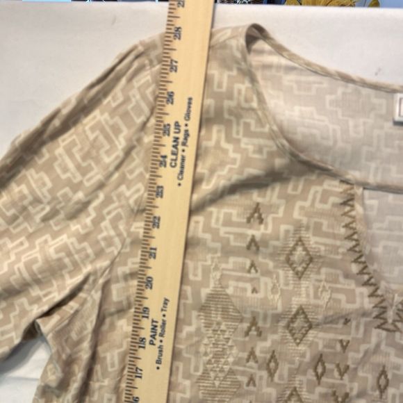 ARIAT Warrior Tunic Top Pull String Sleeves Beige Tori Print Boho - Picture 8 of 9